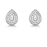 Sterling Silver Tearshaped Micro Pave Stud Earrings